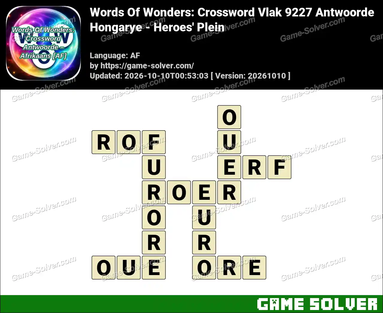 Words Of Wonders: Crossword Vlak 9227 Antwoorde – Hongarye – Heroes’ Plein